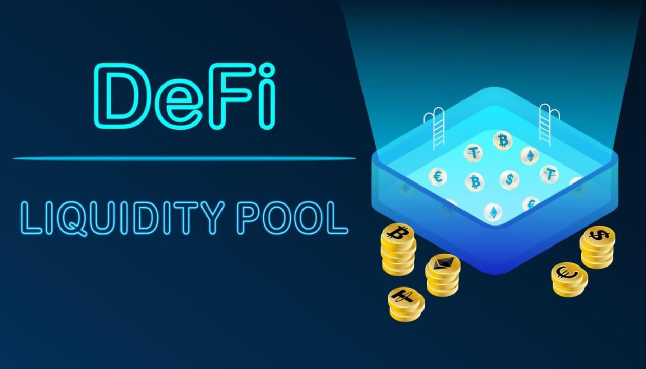 An amm defi liquidity pool filled with several tokens, representing defi solutions within a defi protocol of a dex exchange