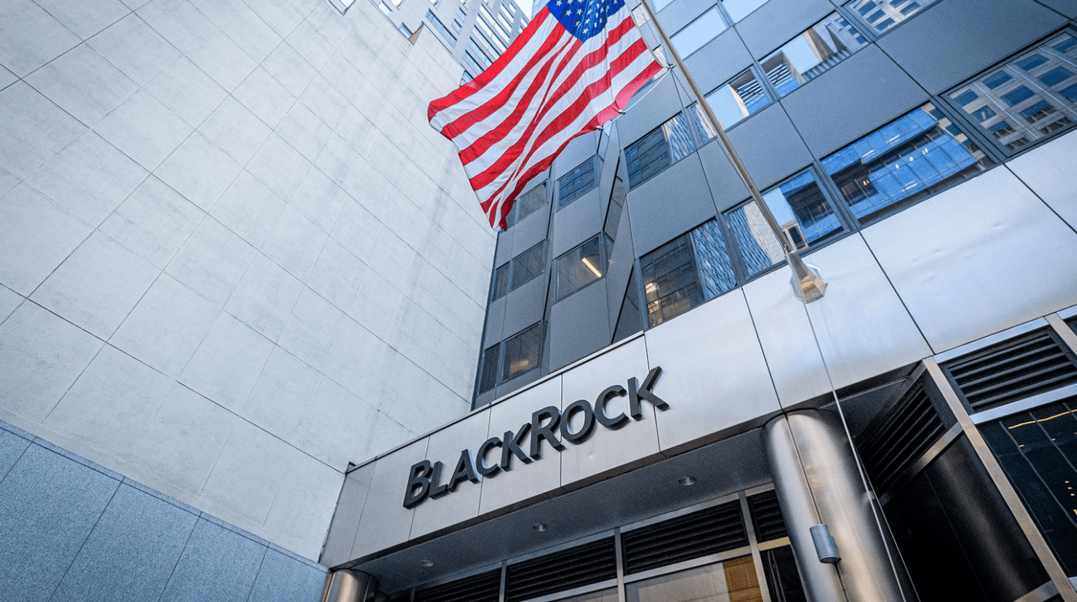 BlackRock company logo displayed on headquarters building, emphasizing the role  in the digital currency landscape.